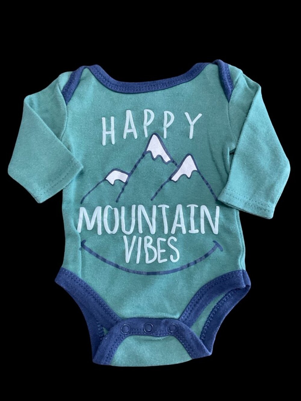 👣 10/$25  - Green/Navy "Happy Mountain Vibes" Long Sleeve Onesie